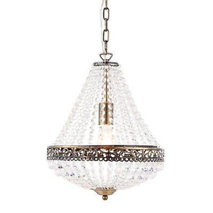 Candice Crystal & Bead Antique Brass Effect Pendant Ceiling Light