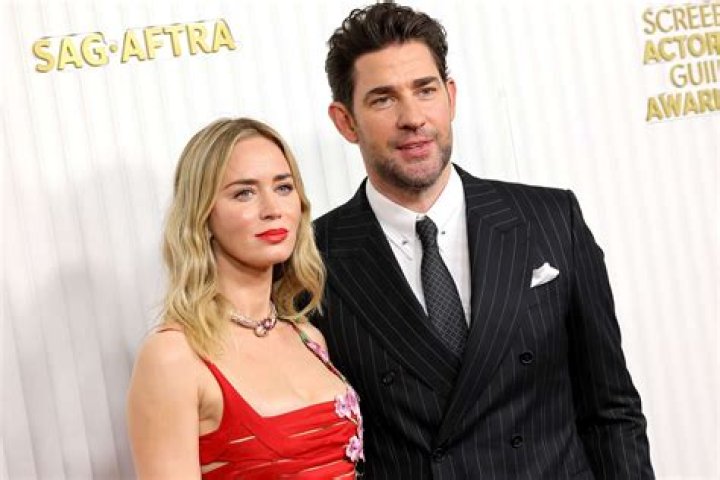 Emily Blunt and John Krasinski Matched in Winter Whites at the 2024 Oscars