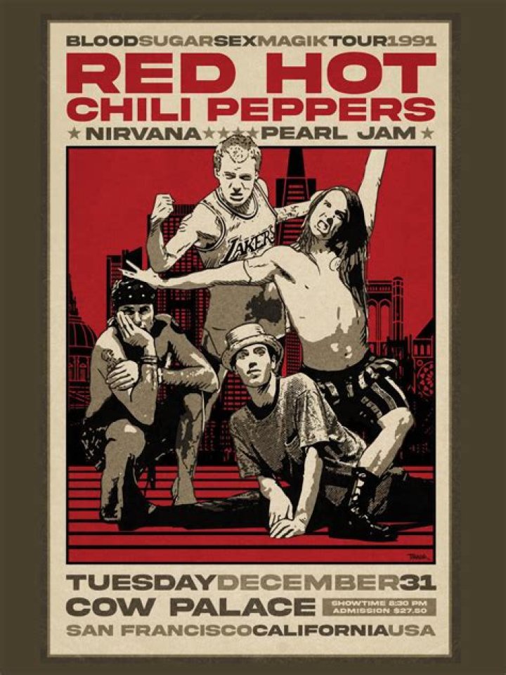 Red Hot Chili Peppers Poster Rhcp Poster Sepia Flea Poster Canvas